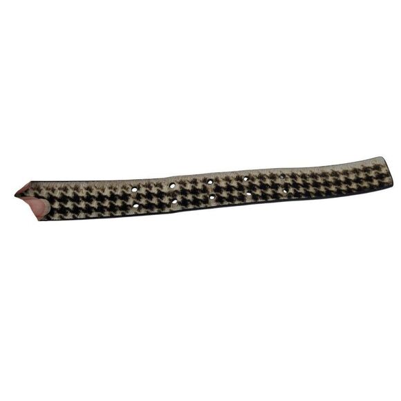 Nanette Lepore Houndstooth‎ Gingham Genuine Leather Fur Belt Sz  S Brown Twee